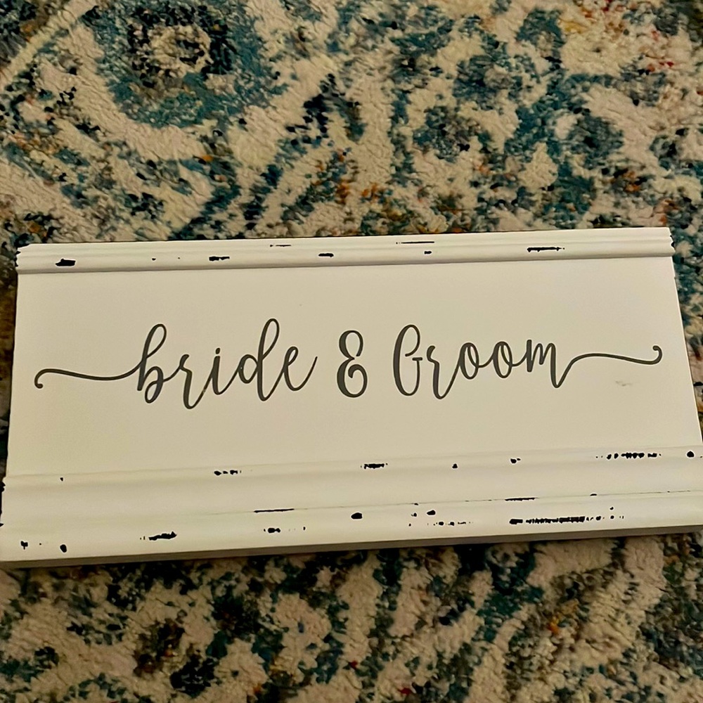 White bride and groom sign for wedding table or use for a picture table!